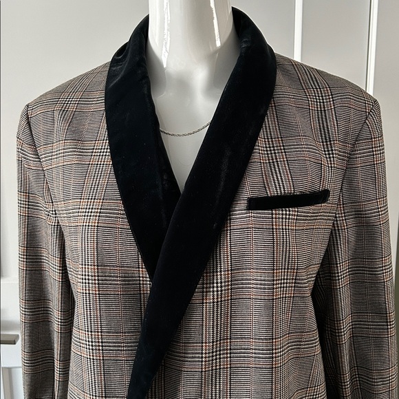 Free People Plaid Velvet Trim Blazer Oversized Boyfriend XS S M - Picture 8 of 16